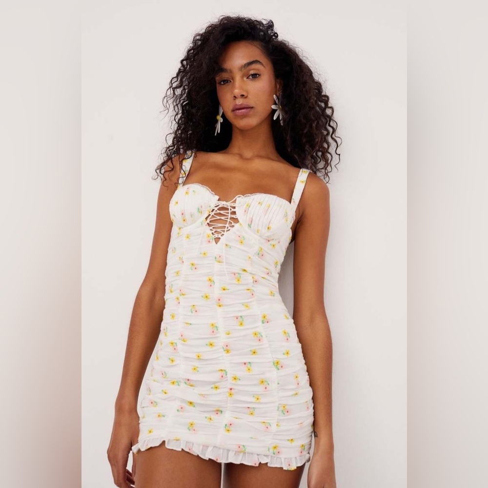 Floral Ruched Dress with Straps